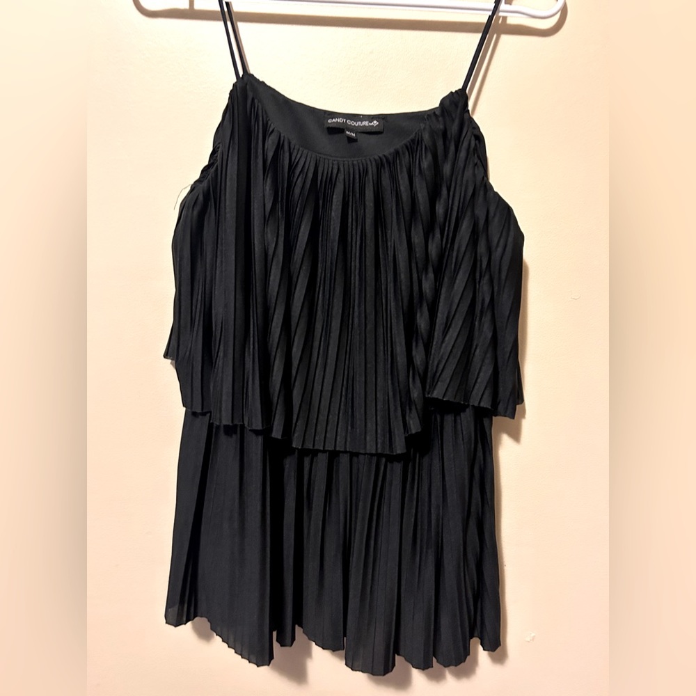 Candy Couture layered pleated dressy tank